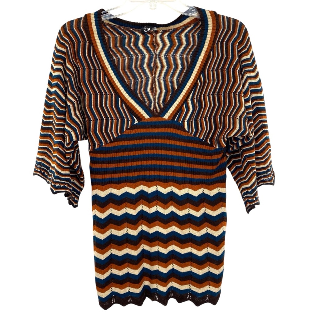 Ing Retro Chevron Babydoll Knit Sweater Top